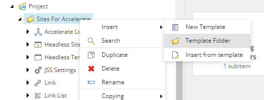 Screenshot showing template folder dialog